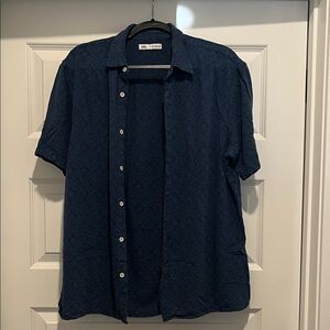 Zara Dark Blue Casual Button Down Shirt